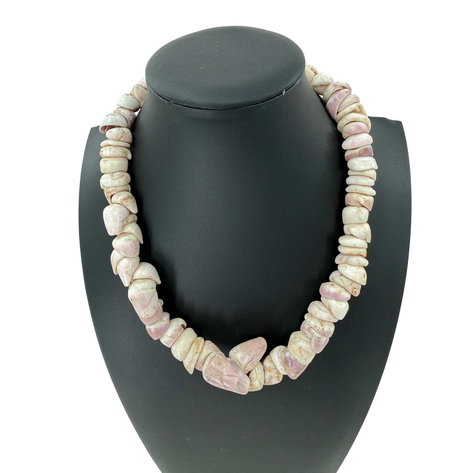 Puka Shell Necklace Womens Pink Blush White Chunky Bead Coastal Boho